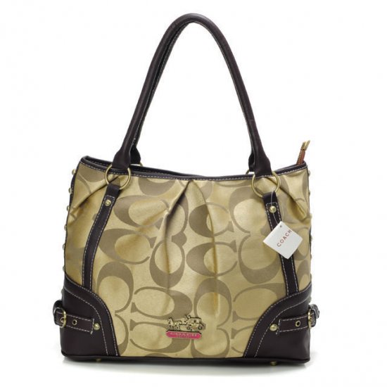 Coach Poppy In Signature Medium Khaki Totes AEJ | Women - Click Image to Close